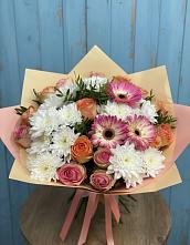 Букет цветов из:  Розы, Герберы и Хризантемы #REPLACE_PRED# Свободный
