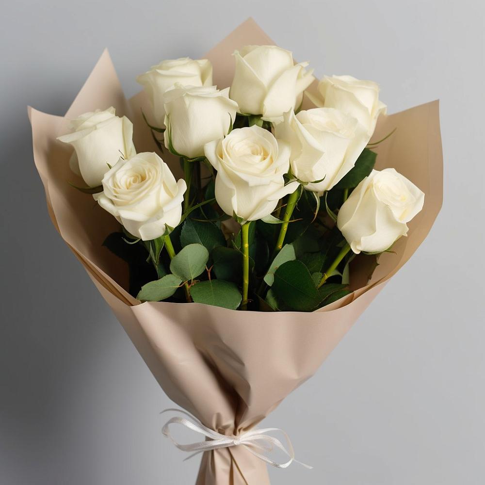 Букет 9 Белых роз Эдлесс Лав в Свободный