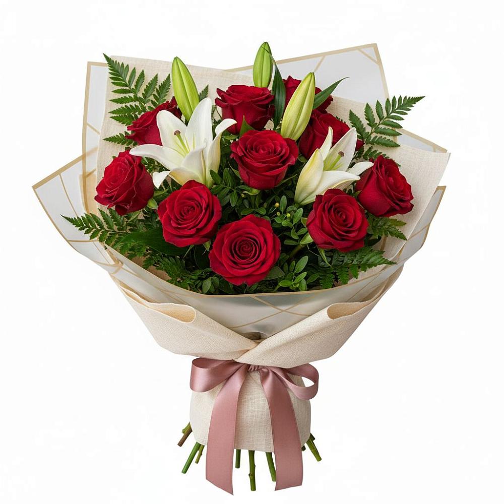 Букет цветов из: Лилии и Розы в Свободный