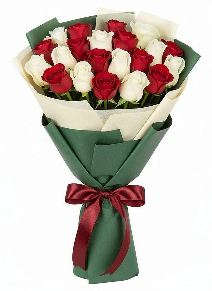 Букет Микс из красных и белых роз в Свободный