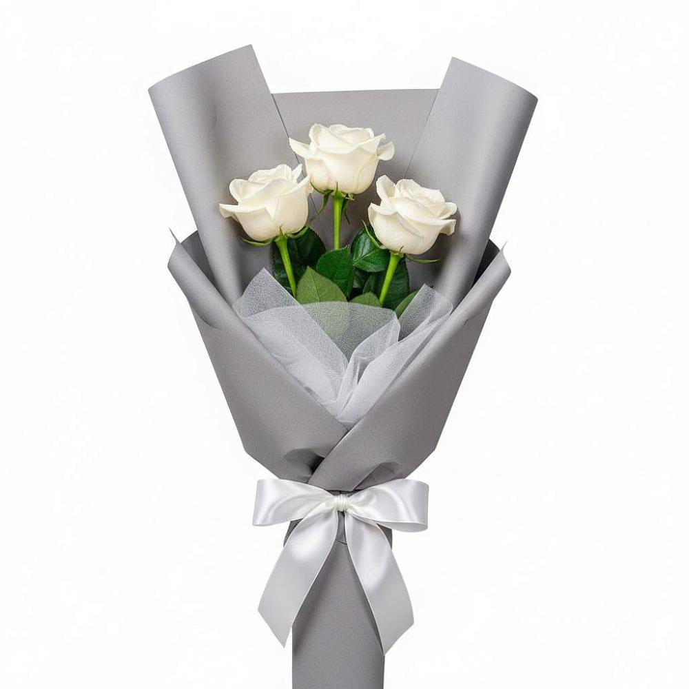 Букет 3 белые розы в Свободный
