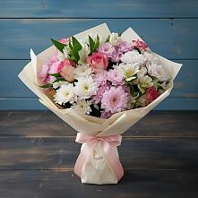 Букет цветов из:  Хризантемы, Альстромерии и Розы в Свободный