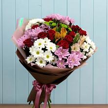 Букет цветов из:  Розы, Хризантемы и Альстромерии #REPLACE_PRED# Свободный