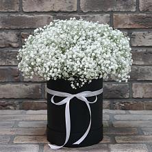 Цветочная композиция из Гипсофила в шляпной коробке в Свободный